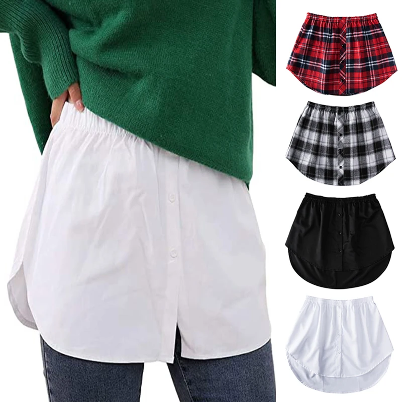 

Women Fake Shirt Tail Irregular Skirt Blouse Tail Hem Soft Cotton Detachable Underskirt Casual Skirt Sweater Extender Hemline