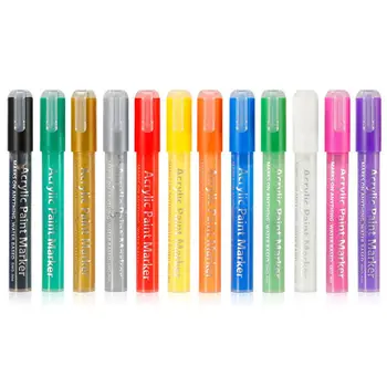 

12 Colors Fine Tip Washable Acrylic Paint Markers for Ceramic Glass Kids Craft