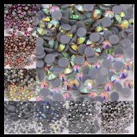 Aquamarine AB Flat Back Non Hotfix Rhinestones Glitter Crystals Stones DIY 3d Nail Art Phones Decorations