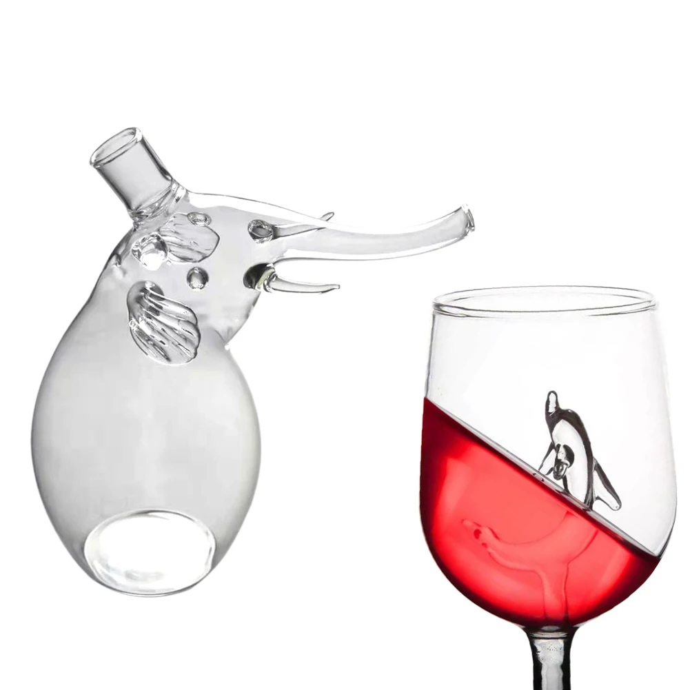 Dolphin Goblet Red Wine Glasses with Dolphin Inside Goblet Crystal Clear Glass for Home Bars Party UD88