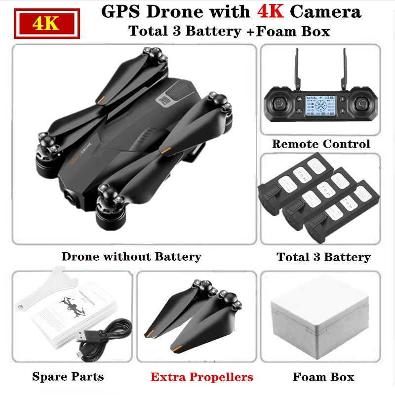 Gps Дрон с 5G wifi FPV 4K HD камерой Профессиональный бесщеточный Квадрокоптер с ESC камерой 28 минут время полета VS F11 SG906 Дрон - Цвет: 4k Foam Box 3B