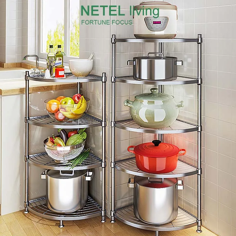 NETEL Pan Organizer Rack 2/3/4/5 Layers Cookware Pot Rack For Kitchen  Organization Shelf 304 Stainless Steel Storage Rack