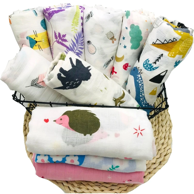 

70% bamboo fiber baby blankets breathable Multi-Use blanket muslin swaddle wrap for newborn gauze quality better big diaper