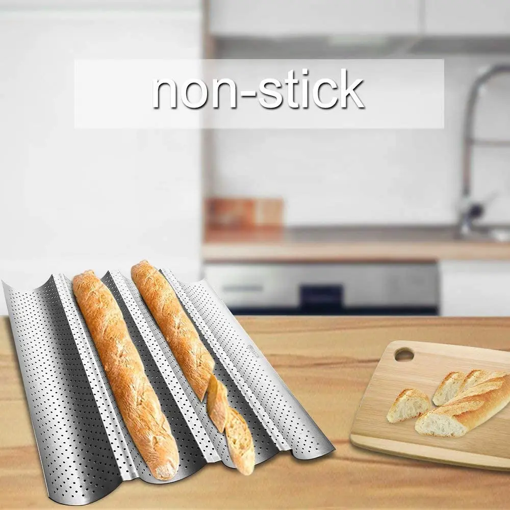 Stainless Steel Baguette Or French Bread Pan With Grooves