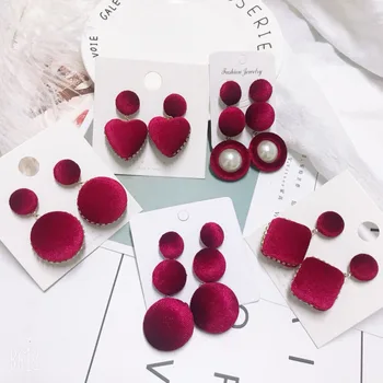 

Simple Sweet Heart Flannel Round Geometric Pendant Bohemian Long Tassel Drop Earrings Boucle D'oreille Femme New Korean Brincos