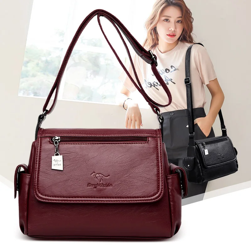 

Sheepskin Women's Large-Volume Crossbody Bag Middle-aged Female Backpack Mom ruan pi bao