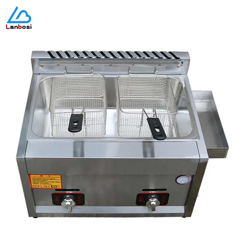 

Energy-saving Gas Fryer Commercial Gas fryer French fries machine single pot double pot optional