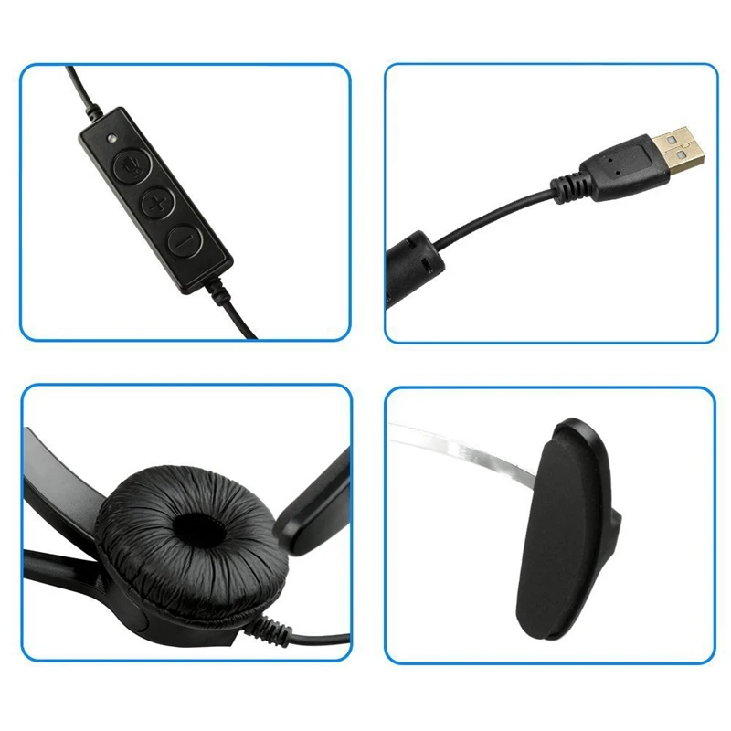 Функция отключения звука, колл-центр, USB гарнитура с шумоподавлением, USB наушники для колл-центра с микрофоном для Skype компьютера