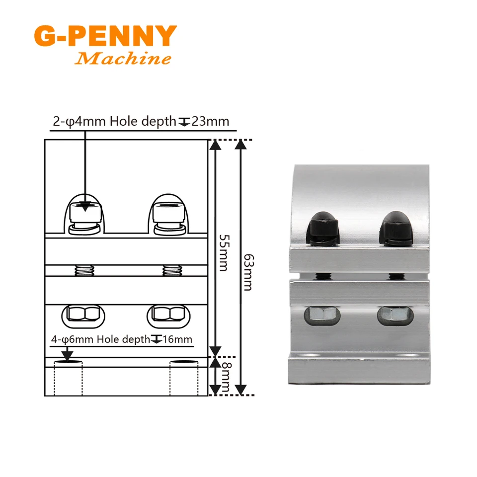 CNC Spindelmotorhalterung - Aluminium Klemmbefestigung 45mm