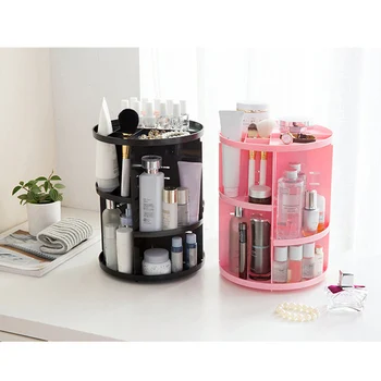

Rotating Makeup Organizer Cosmetics Skincare Products Storage Box Desktop Adjustable Spin Holder SP99