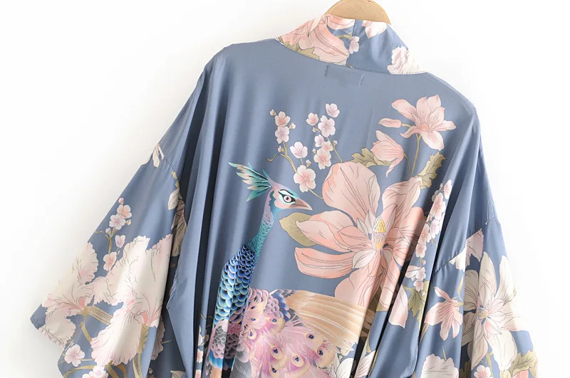 Для женщин пляжное кимоно кардиган богемский Цветочный принт свободный халат женский Повседневное пляжные кимоно для вечеринок Femme Сарафан