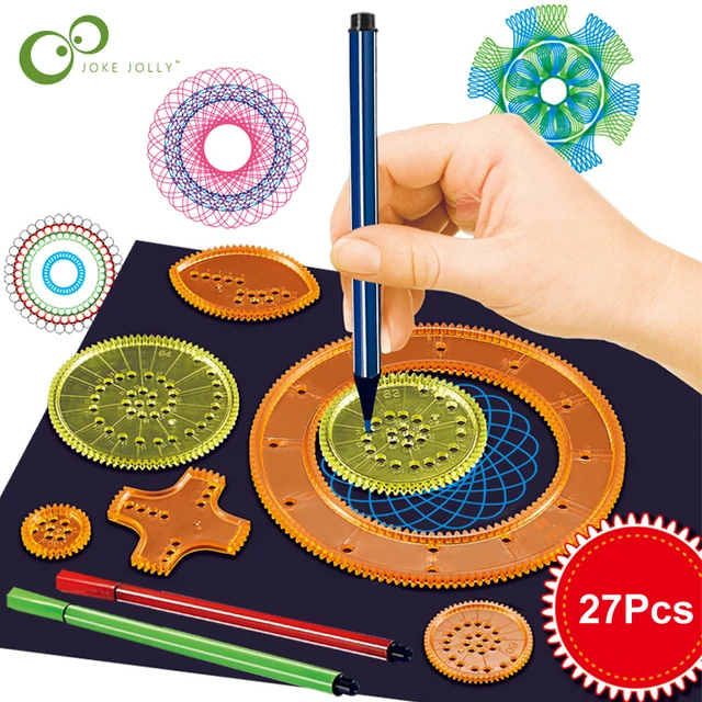1Set Spirographs Drawing Toy Set Interlocking Gears Wheels Painting Drawing Accessories Creative Educational Toys Kids Gifts 2
