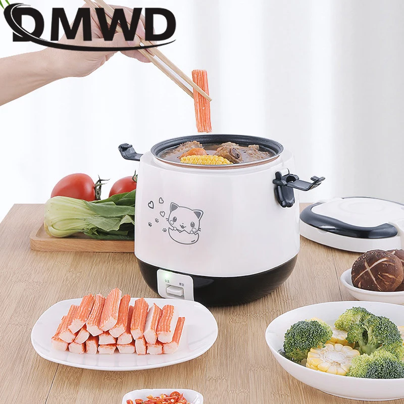DMWD 1.5л Мини электрическая рисоварка портативная кухонная Пароварка
