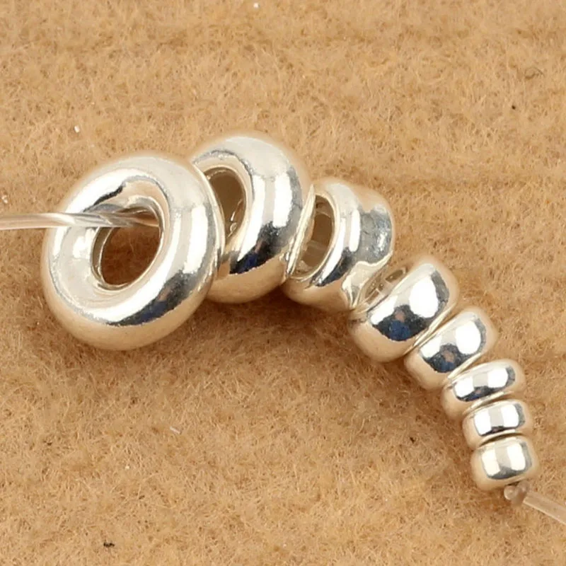 Genuine Real Pure Solid 925 Sterling Silver Beads Flat Round Loose