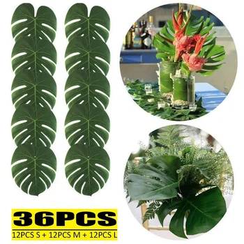 

36PCS Artificial Tropical Palm Leaves for Hawaiian Luau Theme Party Decorations Home Garden Decoration