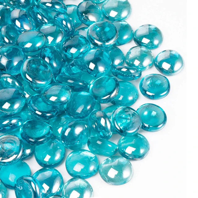 Blue Fire Glass Rocks for Fire Pit, Fire Glass Beads for Propane Gas  Fireplace or Natural