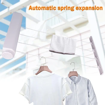 

3.75 M Wall Mounted Retractable Clothesline Indoor Outdoor Laundry Hanger Bathroom Dryer Organizer Telescopic Clothe Drying Rack