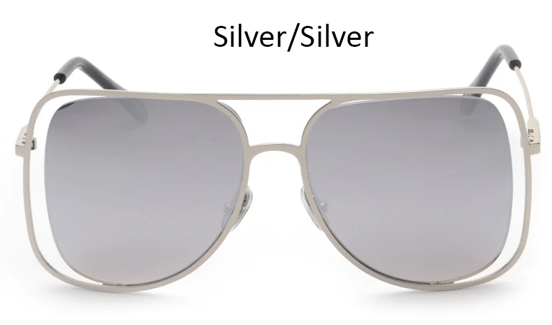 Silver Silver Женские солнцезащитные очки больших размеров, модные брендовые солнцезащитные очки pilot shadow для женщин, Роскошные Металлические солнцезащитные очки, женские пикантные очки в винтажном стиле - Цвет линз: Silver Silver