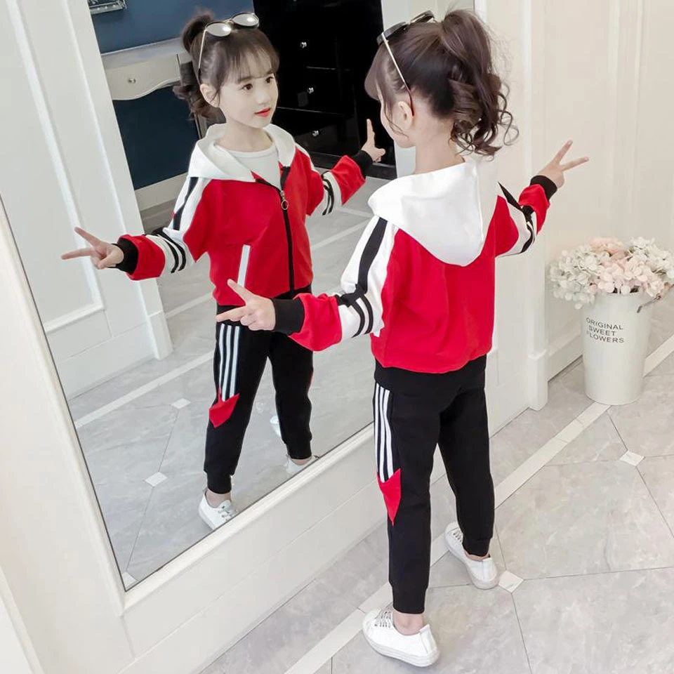 Conjuntos de ropa de algodón niños y niñas, chándal informal, color rojo, para 6, 7, 8, 9, 10, 11 y 12 de ropa| - AliExpress