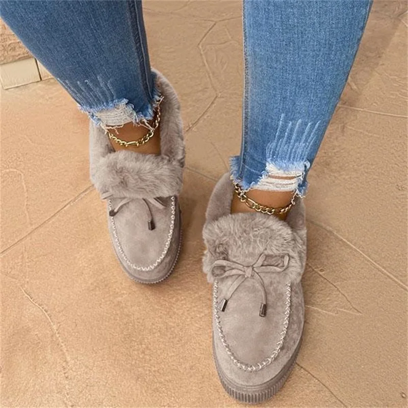 2022 Winter New Women's Cotton Winter Flat with Shallow Mouth Suede Warm Women's Cotton Shoes In Stock Multicolor Plus Size