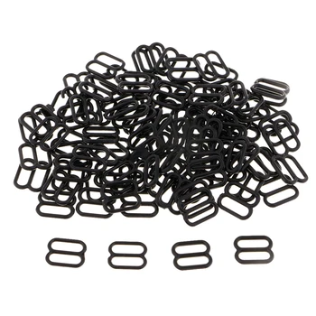 

100Pc Nylon Underwear Adjustment Buckle Bra Hook Ring and Sliders Underwear Accessories Black