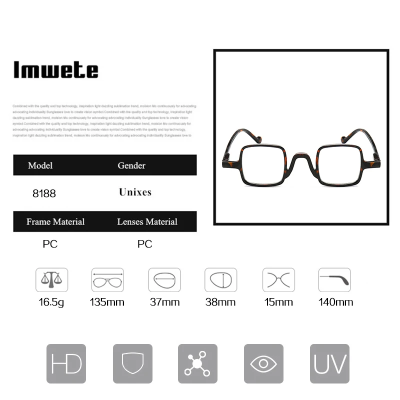 Imwete квадратный винтажный анти синий светильник для мужчин и женщин очки для чтения оптические прозрачные линзы для пожилых очков+ 1. 0.+ 400
