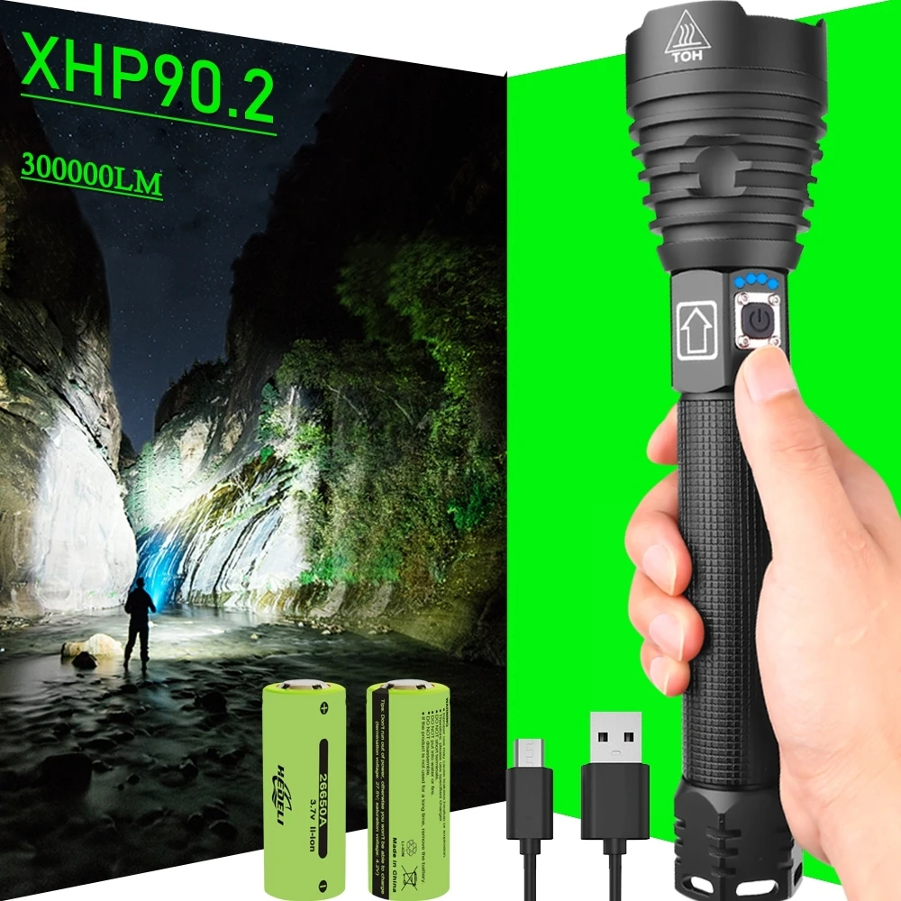 300000 бликов XHP90.2 самый мощный светодиодный вспышка светильник 18650 или 26650 фонарик