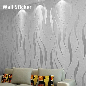 

Living Room Home Decor Covering Embossed 3D Wave Stripe Fashion Sofa Dustproof Bedroom Modern Non-woven Waterproof Wall Sticker