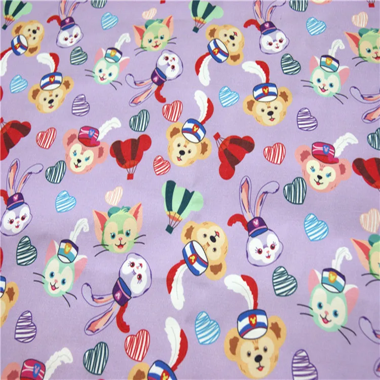 140 см ширина мультфильм прекрасный Даффи медведь фиолетовый полиэстер холст ткань для Гир Сумки Чехлы для подушек скатерти DIY-BK735