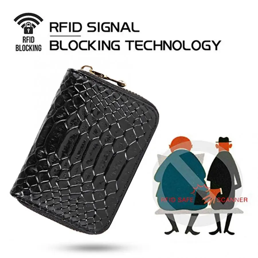 RFID карта Противоугонная кожа большой емкости Змеиный узор бумажник держатель карты RFID оборудование