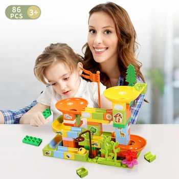 

86pcs Building Blocks Toys for Children DIY Construction Marble Race Run Maze Balls Track Toys for Kids Game Toys