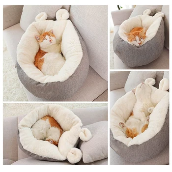 

Warm Plush Indoor Cat House Kennel Dog Bed Mat Cushion for Dogs Cat Washable Thick Plush Outdoor Puppy Play Tent Winter Pet Bed