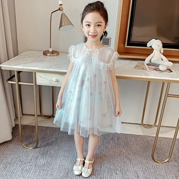 

New Baby Girls Litter Star Pattern Mesh Dresses 3-13 years old Summer Casual Children's Clothing Fashion Kids Princess Dress