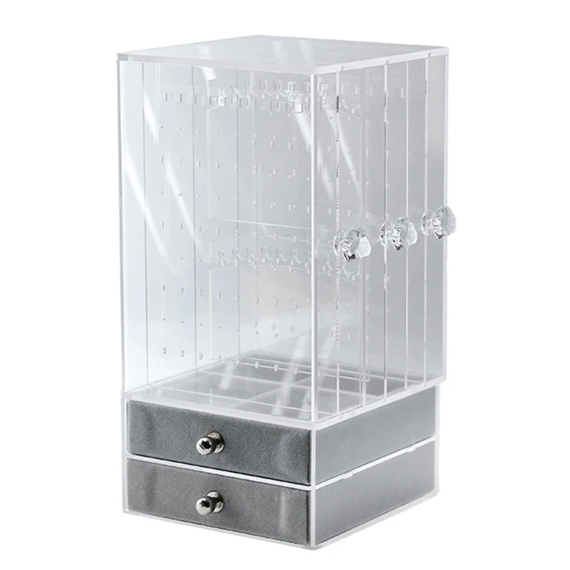 

New Acrylic Jewelry Organizer Box for Necklace Display Storage Case Earrings Bracelet Hanger Decoration Girls Gift Women Makeu