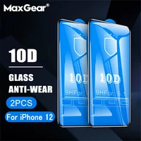 2PCS 10D Gehärtetem Glas Auf Die Für iPhone 12 Pro Max Glas Volle Kleber Abdeckung Screen Protector Schutz Film für iPhone 12 Mini