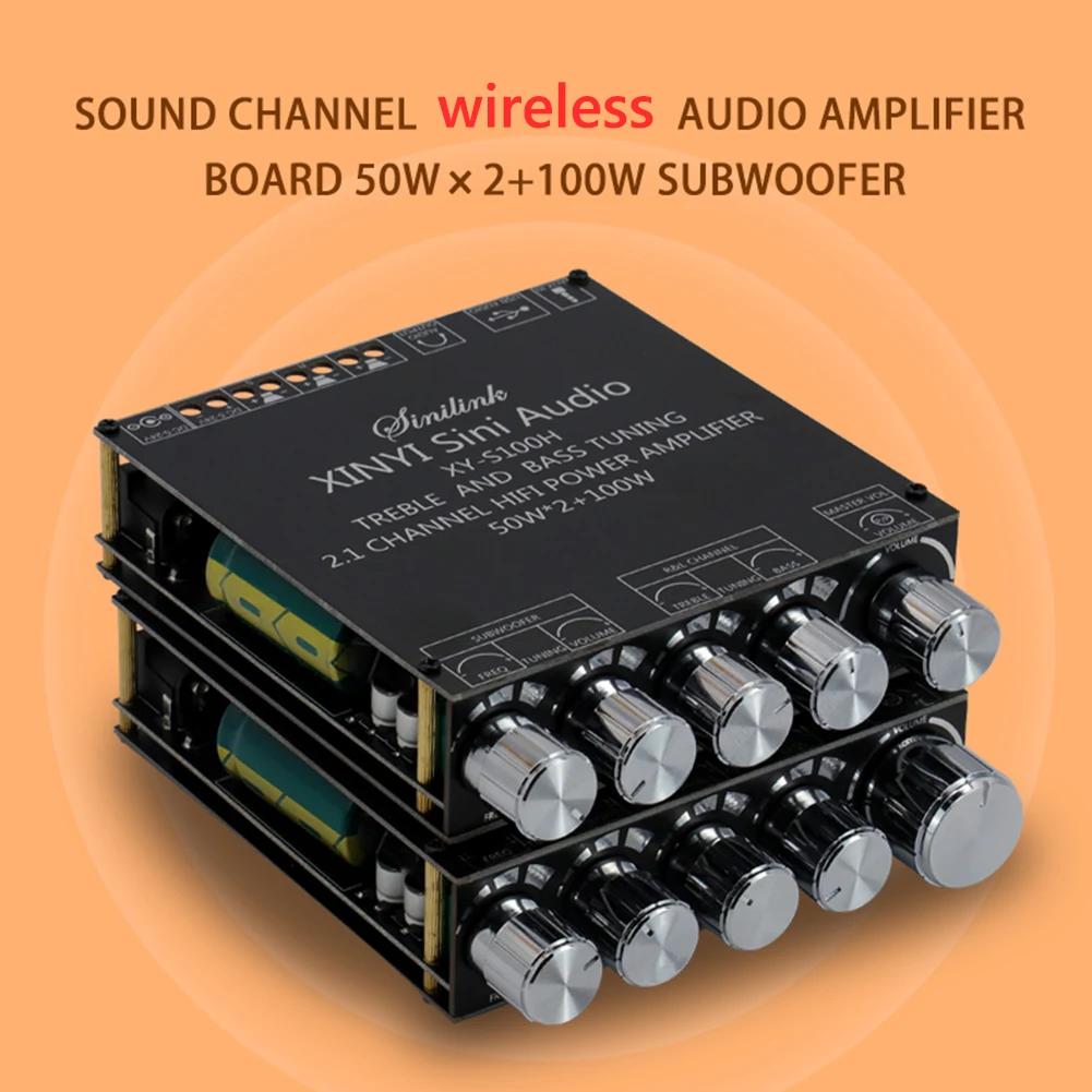 Фото XY-S100H 50 Вт 100 2 1 канальная Плата усилителя Bluetooth 5 0 модуль звука стерео управление