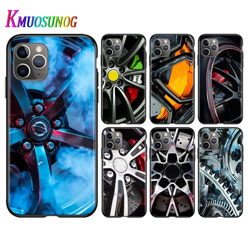 For iPhone 11 Pro XS Max X XR Phone Case Sports car Wheels rims vehicle 6S 6 7 8 Plus 5S Bright Black Cover | Мобильные телефоны и