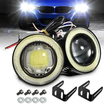 

Pair Universal 2.5 Inch COB LED Fog Lights White Angel Eyes Halo Ring Daytime Running Lights DRL Projector Lamp 30W Car Light