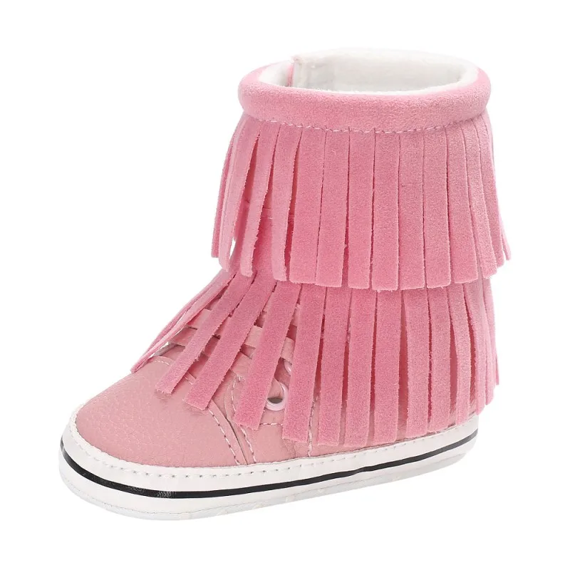 Зимние детские ботинки; обувь для малышей с бахромой; мокасины для мальчиков и девочек; очень теплая обувь; мягкие ботинки на мягкой подошве