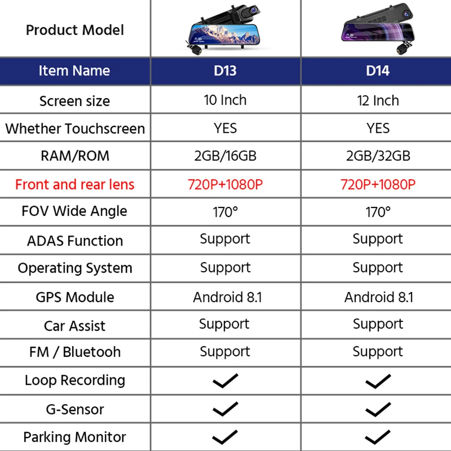  E-ACE Car Dvr ADAS 4G stream media Rear View Mirror Full HD 1920x1080 Dash cam Dual Lens Video Reco