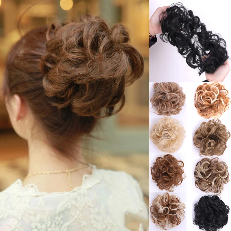 

LISI GIRL Women's Curly Chignon With Elastic Rubber Band Synthetic Scrunchie Wrap Hair Messy Bun Hairpieces