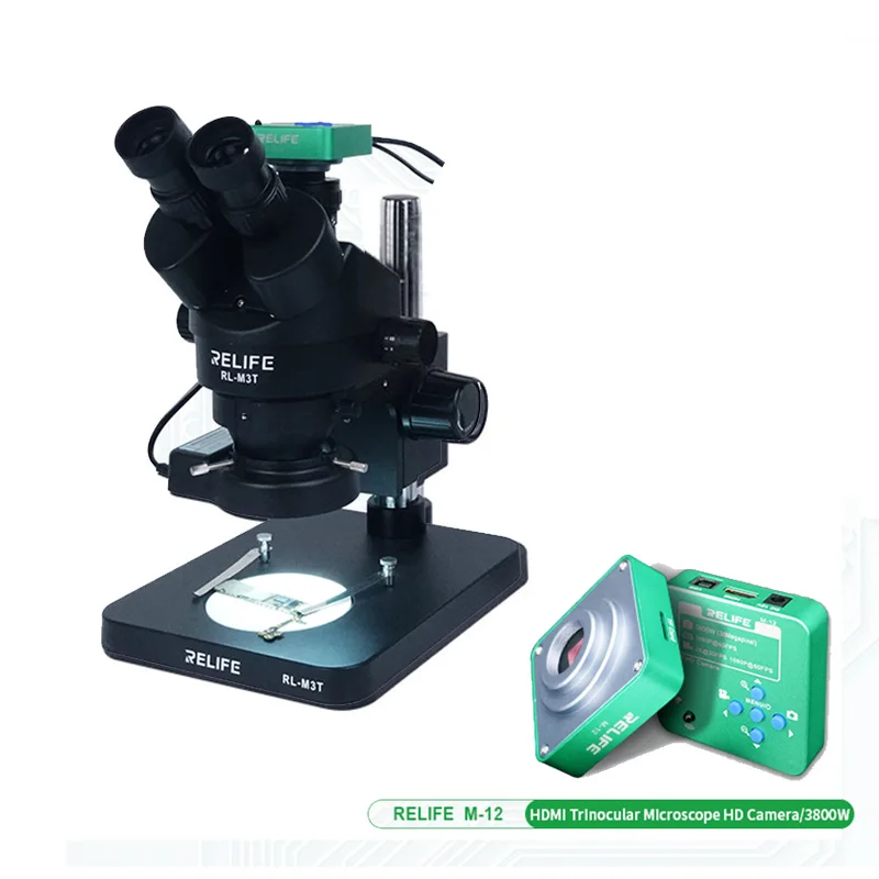 US $188.98 Relife Trinocular Stereo Microscope 07 45x Continuous Zoom Microscope With Camera For Phone Pcb Electronic Repair Device Rl M3