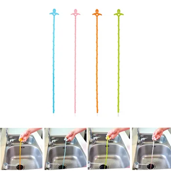 

1PC Kitchen Sink Cleaning Hook Sewer Dredging Device Spring Pipe Hair Dredging Tool Removal Sink Cleaning Tool With 47.5CM