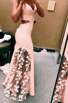 

Unique Design Spaghetti Straps Dinner Dress Women Lace Applique Stretch Fabric Mermaid Formal Evening Gown robe de soiree