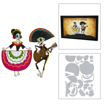

2020 New Halloween Skull Metal Cutting Dies and Dancing Joker Background Die Scrapbooking For Crafts Card Making no Stamps Sets