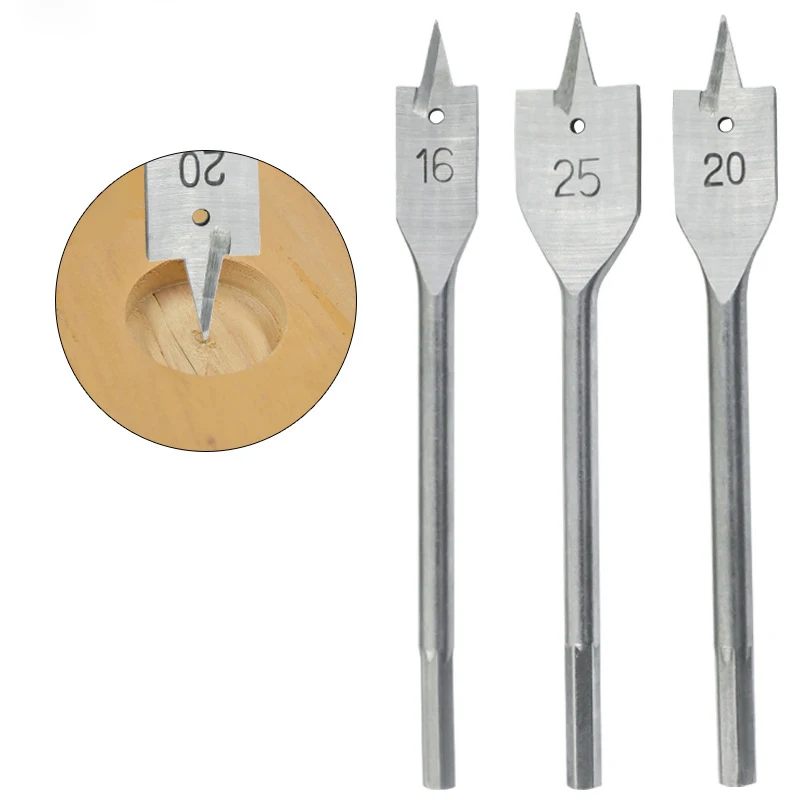 

6pcs/set Woodworking Drill Round Hexagonal Handle Opener Set Flat Drill Bits 3-point Hexagonal Handle Wood Tools 10-25mm
