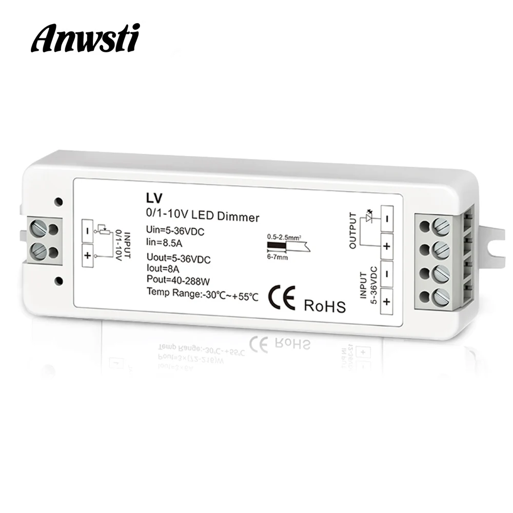 

Mini 0/1-10V CV LED Dimming Controller 1 Channel DC 5V 12V 24V 36V PWM Conatant Voltage Output 8A 288W 1 Channel 0-10V Dimmer LV