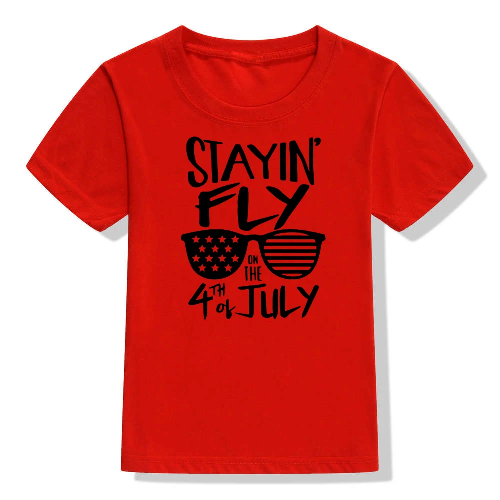 Stayin/детская футболка на День независимости 4 июля модные футболки с короткими рукавами для мальчиков и девочек детские повседневные топы - Цвет: 51N4-KSTRD-