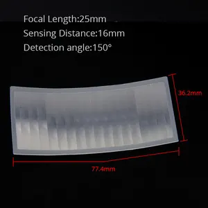 77,4x36,2 мм инфракрасная Индукционная линза Френеля PIR для человеческого тела фокусное расстояние 25 мм расстояние обнаружения 16 м оптические HDPE пластиковые линзы