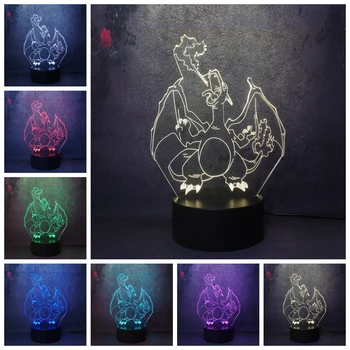 

Pokemon Go Ball Charizard LED Night Light for Children Baby Kid Toy Touch 7 Color Light Bedroom Table Lamp gift Sleep lamp